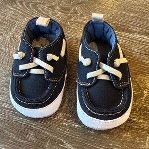 Carter's Navy Canvas Baby Boat Shoes with Cream Laces